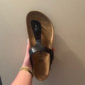 Birkenstock Black Sandals with Cork Footbed and Buckle